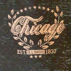 Sheer Black Ladies V neck tee w/heart, Chicago NWT